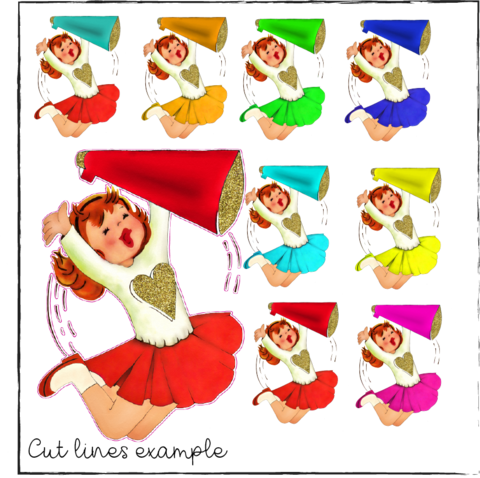 Vintage Cheerleader (480x478), Png Download