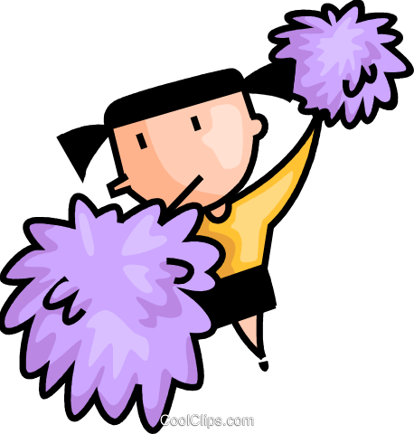 Cheerleader Royalty Free Vector Clip Art Illustration - Cheerleading Pom Poms Cartoon (458x480), Png Download