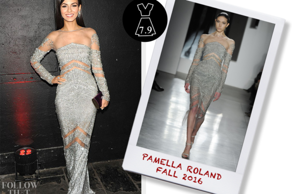 Victoria Justice In Pamella Roland Fall - A Glimpse Of Skin (585x390), Png Download