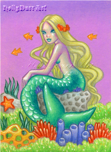 Original Mermaid Art - Drawing (600x700), Png Download