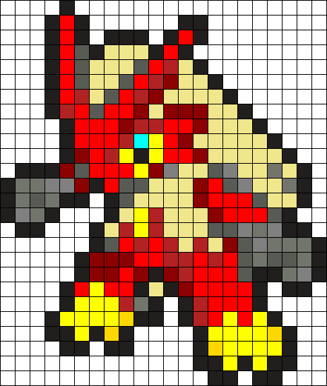 Blaziken Perler Bead Pattern / Bead Sprite - Pixel Art Pokemon Blaziken (463x547), Png Download