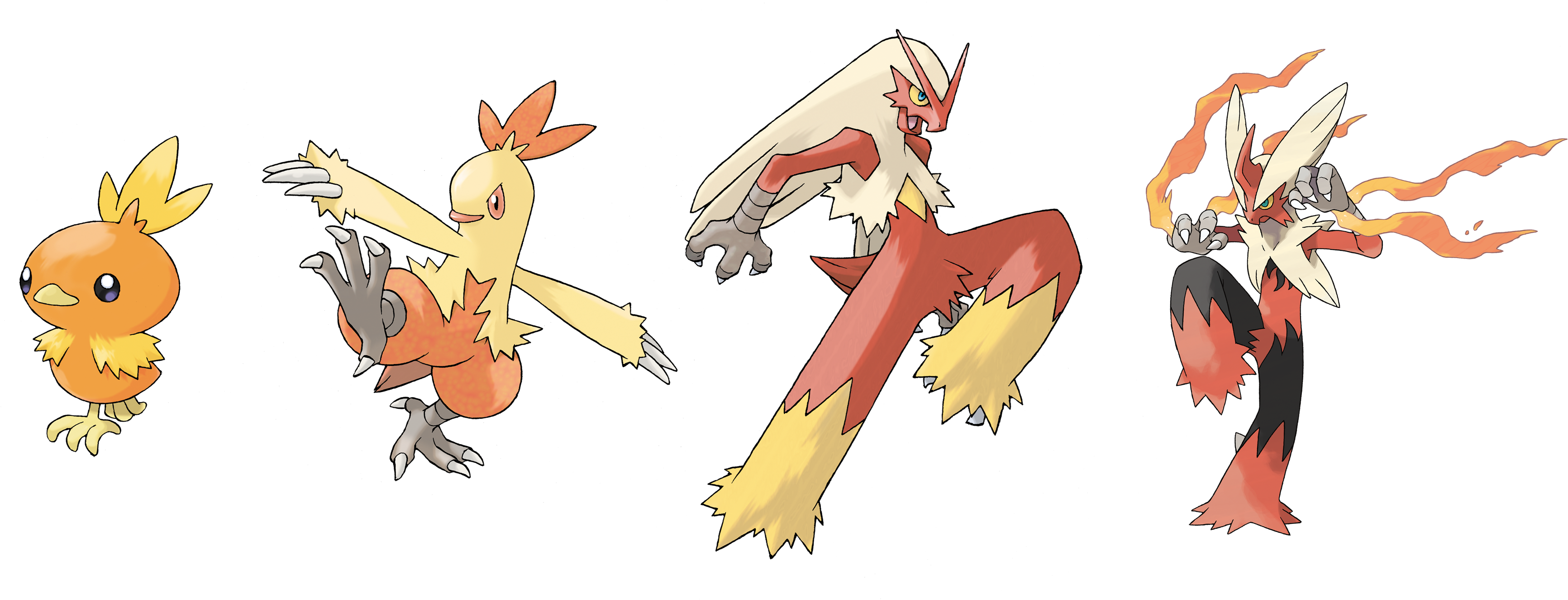Torchic > Combuskin > Blaziken > Mega Blaziken - Mega Evoluciones Pokemon Y (3501x1324), Png Download