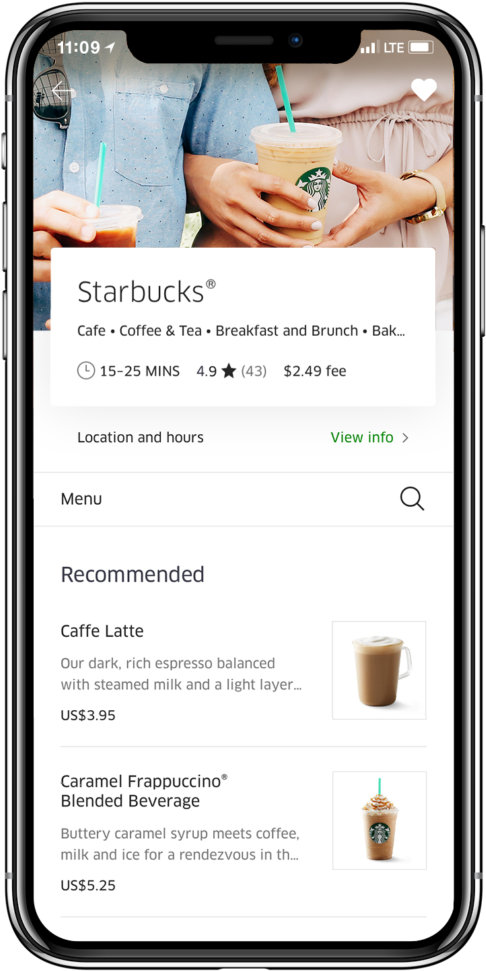A Tall Caramel Frapuccino From Starbucks Costs $5 - Uber Eats Delivery Starbucks (673x1024), Png Download