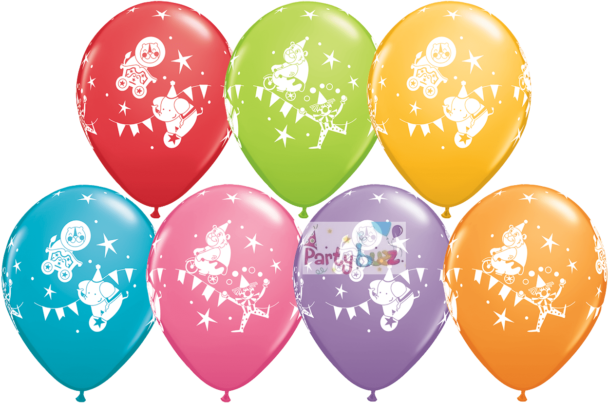 Circus Parade Latex Party Balloons - 11" Festive Assorted 50 Count Circus Parade - Mylar (1253x838), Png Download