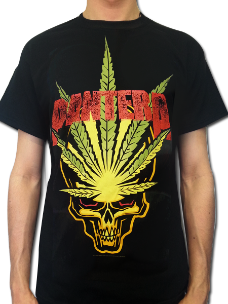 Our 20 Favorite Metal T-shirts - Pantera Pot Leaf And Skull (450x600), Png Download