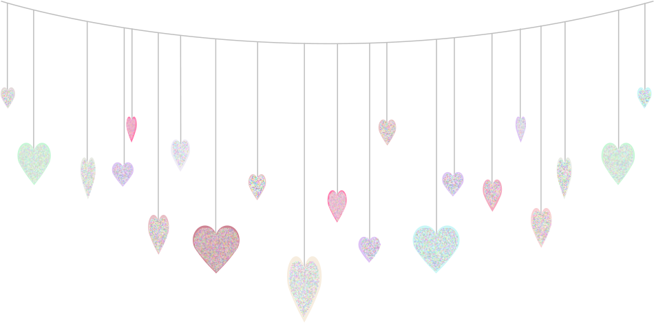 This Is A Sticker Of Hanging Sequenced Hearts - Transparent Hanging Hearts Png (1000x584), Png Download