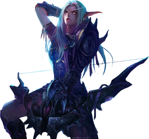 Sylvanas E1424810223 - Night Elf Hunter Png (500x464), Png Download
