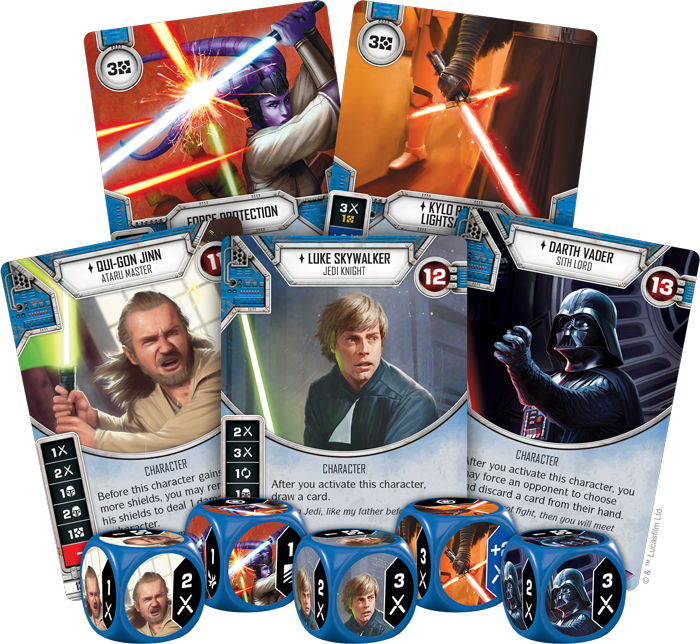Swd03 Cardfan-blue - Star Wars Destiny: Luke Skywalker: Jedi Knight - Awakenings (700x644), Png Download