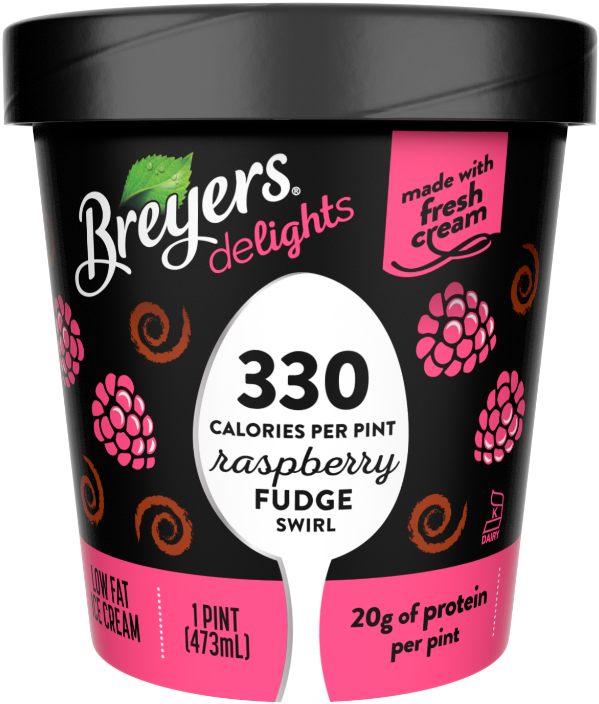 A 16 Ounce Tub Of Breyers Delights Raspberry Fudge - Breyers Delights Butter Pecan (767x767), Png Download