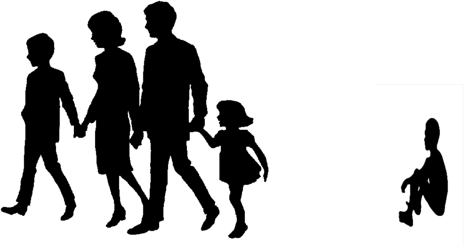 Black - Family Walking Silhouette Png (950x517), Png Download