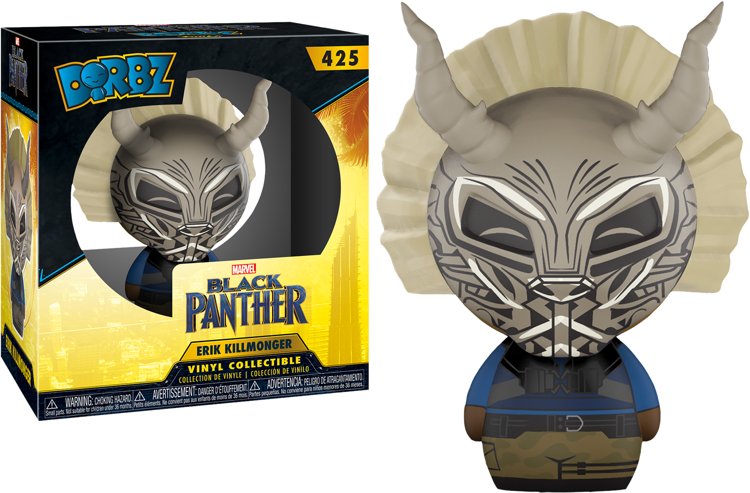 Erik Killmonger Masked Dorbz Vinyl Figure - Black Panther Dorbz (1500x986), Png Download