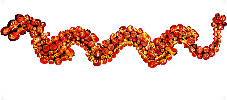 Chinese Dragon Made Of Carved Jack O'lanterns - Long Chinese Dragon Png (950x420), Png Download