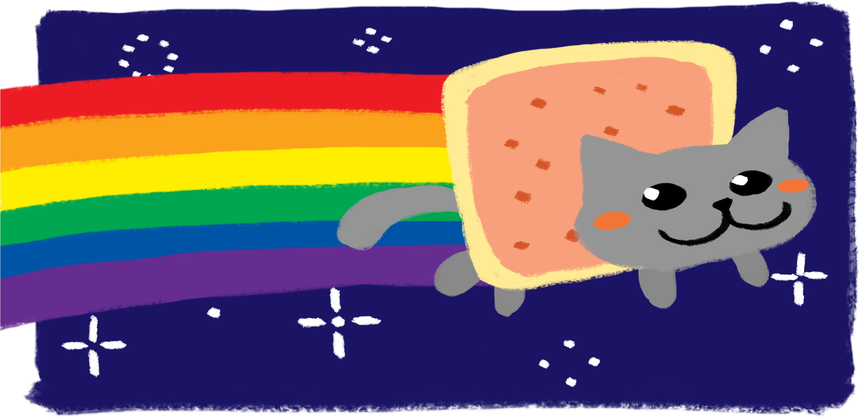 Cat Blue Mammal Cartoon Text Cat Small To Medium Sized - Poptart Cat (2880x1440), Png Download