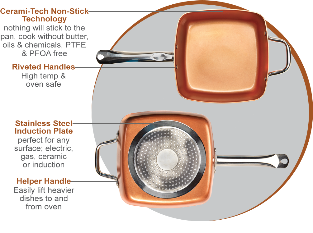 Download Glamorous Square Copper Pan As Seen On Tv Cooking With 4 Piece Copper Chef Pan With