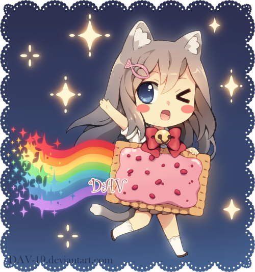Nyan Cat Pop Tart Chibi - Nyan Cat Anime Girl (500x534), Png Download