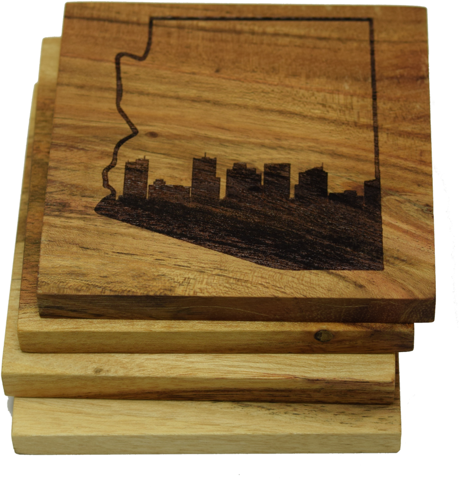 Phoenix Arizona Skyline Within State Outline Coasters - Prestige Decanters Phoenix Arizona Skyline Within State (1024x1024), Png Download