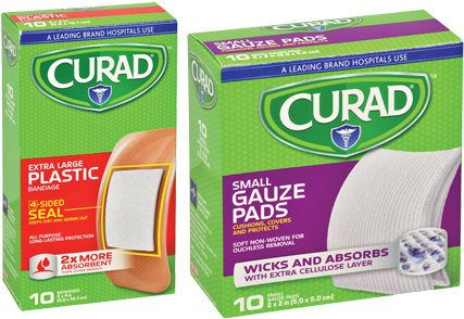 Some Dollar Tree Stores Carry Curad Extra Large Plastic - Curad Gauze Pads, Small - 25 Pads (439x300), Png Download