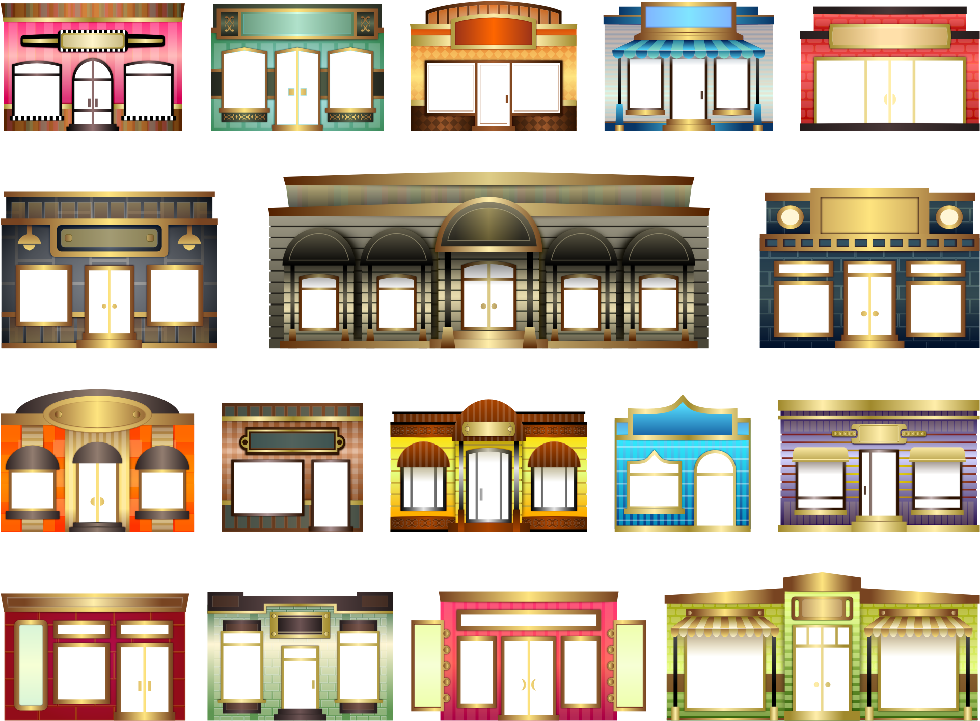 Abstract Store House Fronts Shop Window Door 555px - Store Fronts Clipart (555x407), Png Download