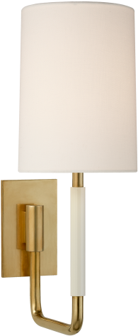 Clout Small Sconce In Soft Brass With Linen Shade - Sconce (480x480), Png Download