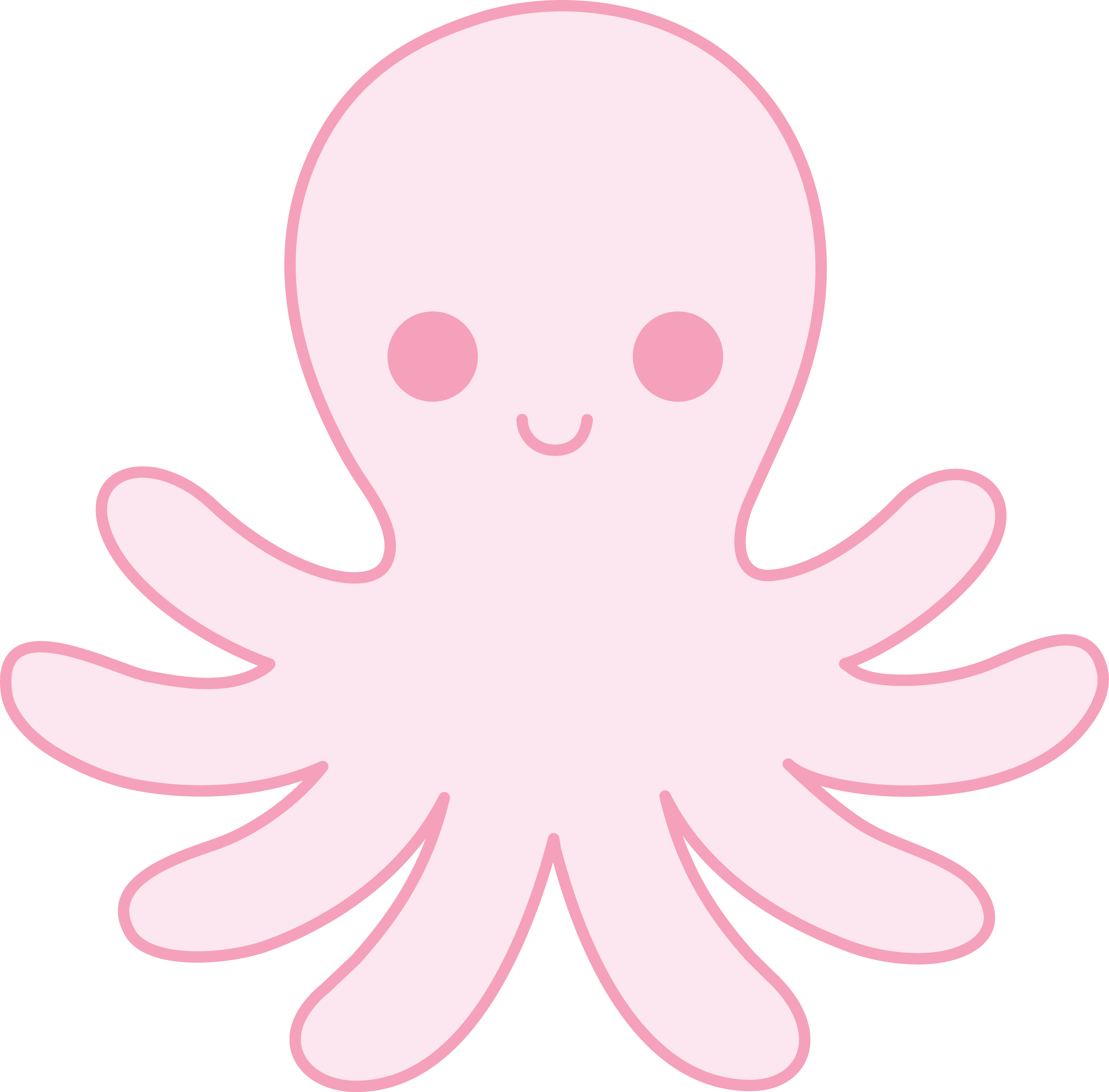 Tentacle Clipart Transparent - Kawaii Octopus Transparent (5258x5178), Png Download