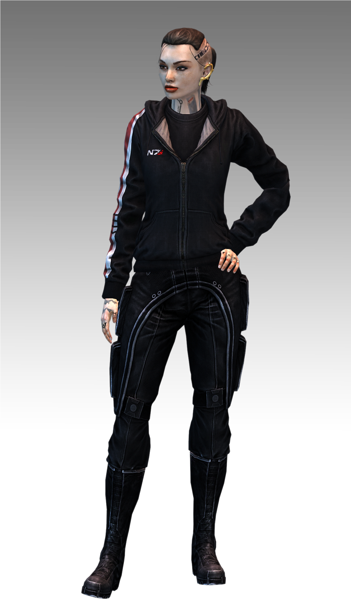 Mass Effect 3 Jack N7 Hoodie Model By Nightfable - Mass Effect 3 Female Shepard Hoodie (1200x2137), Png Download