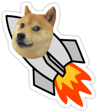 "doge To The Moon " Stickers By Chambers7 - Rocket Launch Clip Art (375x360), Png Download