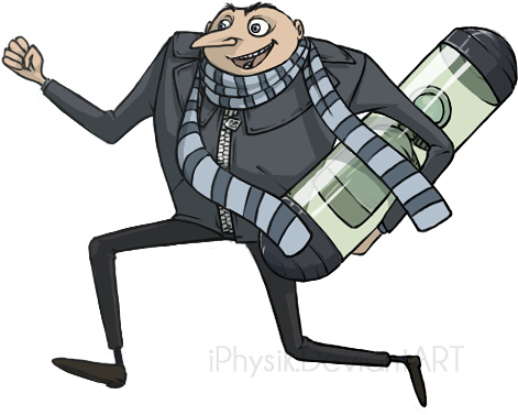 Gru Running - Cartoon (493x391), Png Download