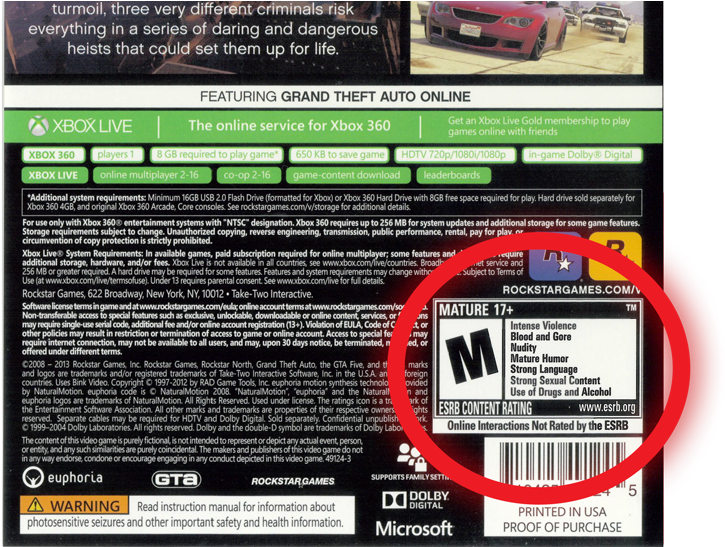 Yea, But The Esrb Warning Explicitly States - Grand Theft Auto V [xbox 360 Game] (970x546), Png Download