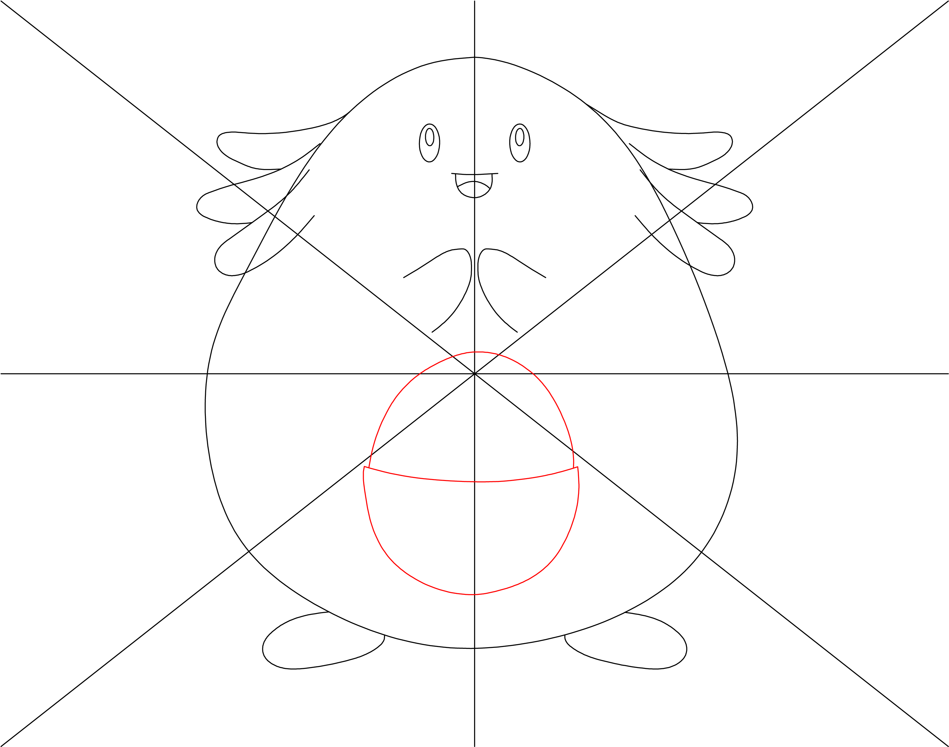 How To Draw Pokemon Chansey Step - Line Art (3300x2550), Png Download