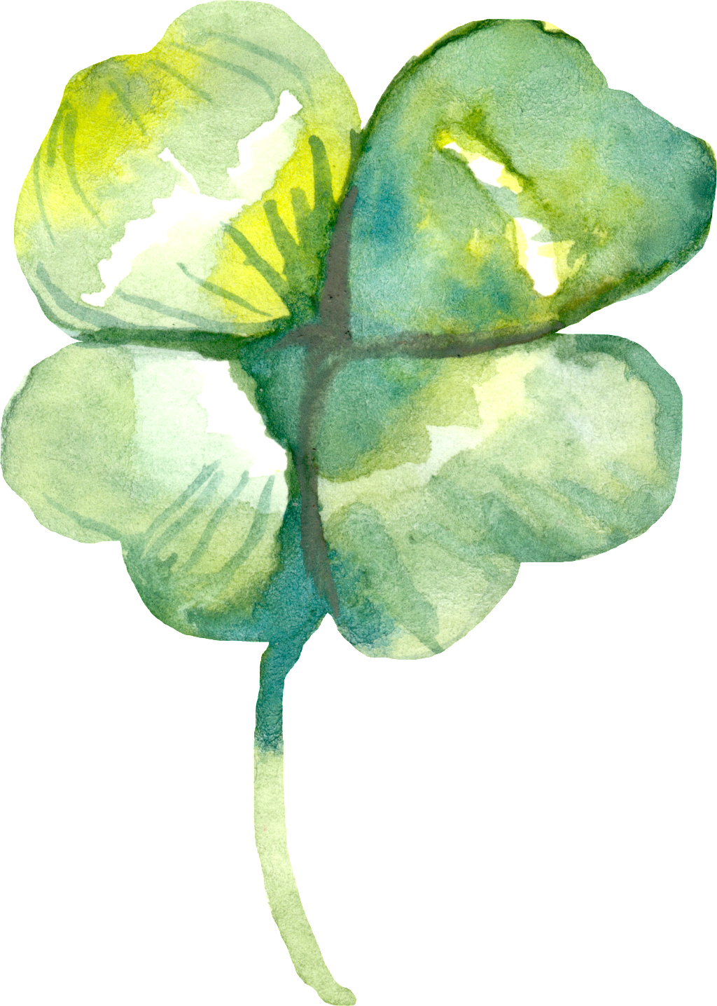 Este Gráficos Es Fashion Four-leaf Clover Transparent - Four Leaf Clover Watercolor (1024x1435), Png Download