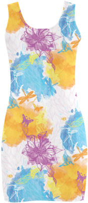 Vibrant Flower Watercolor Medea Vest Dress - Active Tank (500x500), Png Download