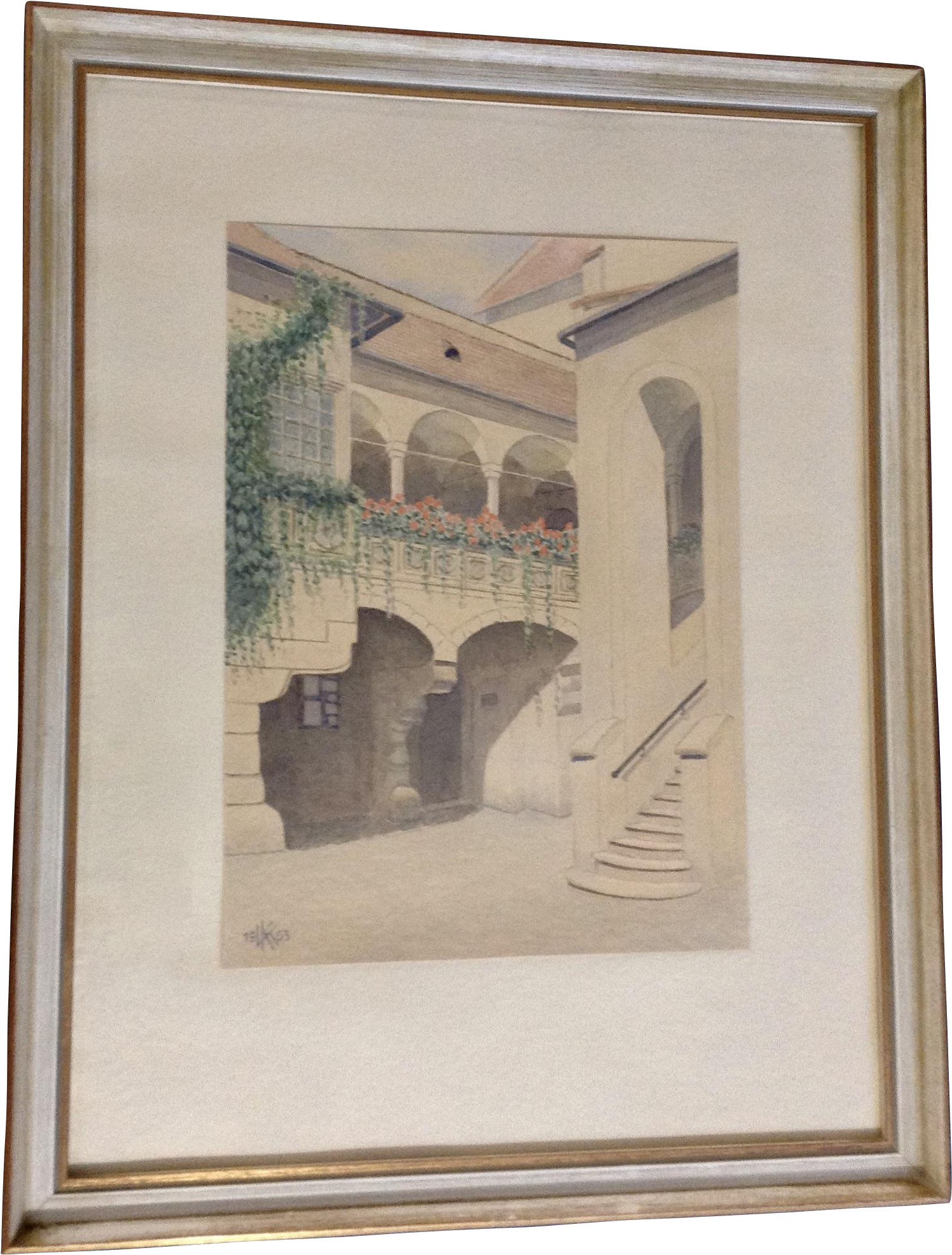 1963 Kk Architectural Watercolor Painting Of A European - Picture Frame (1971x1971), Png Download