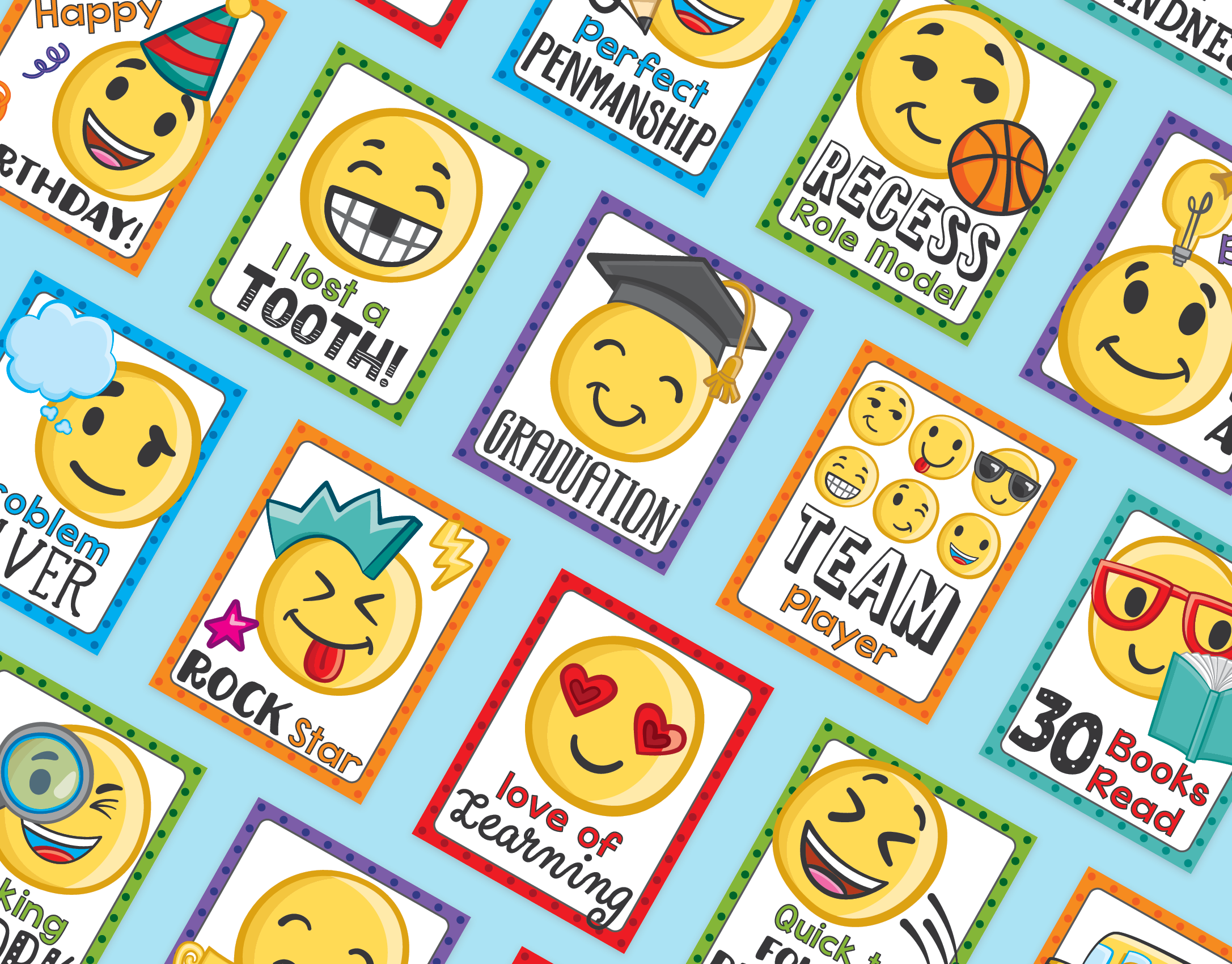 Emoji Student Brag Tags - Smiley (2173x1700), Png Download