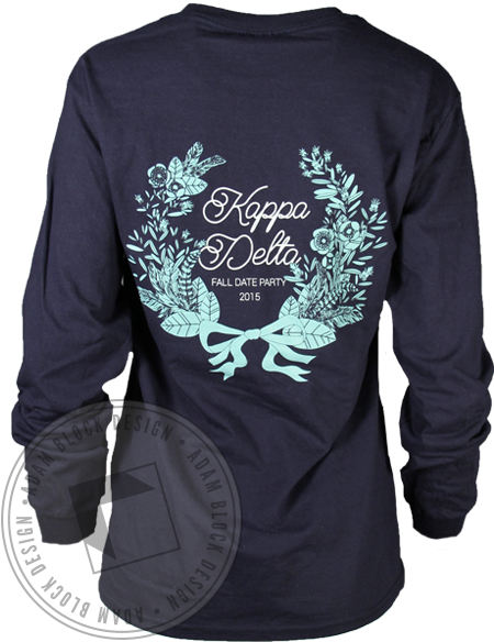 Kappa Delta Date Party Longsleeve By Adam Block Design - Long-sleeved T-shirt (464x585), Png Download