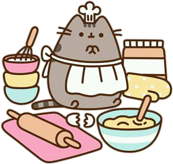 160 Images About Pusһєєň ~🍭🐱✨ On We Heart It - Pusheen Baking (400x343), Png Download