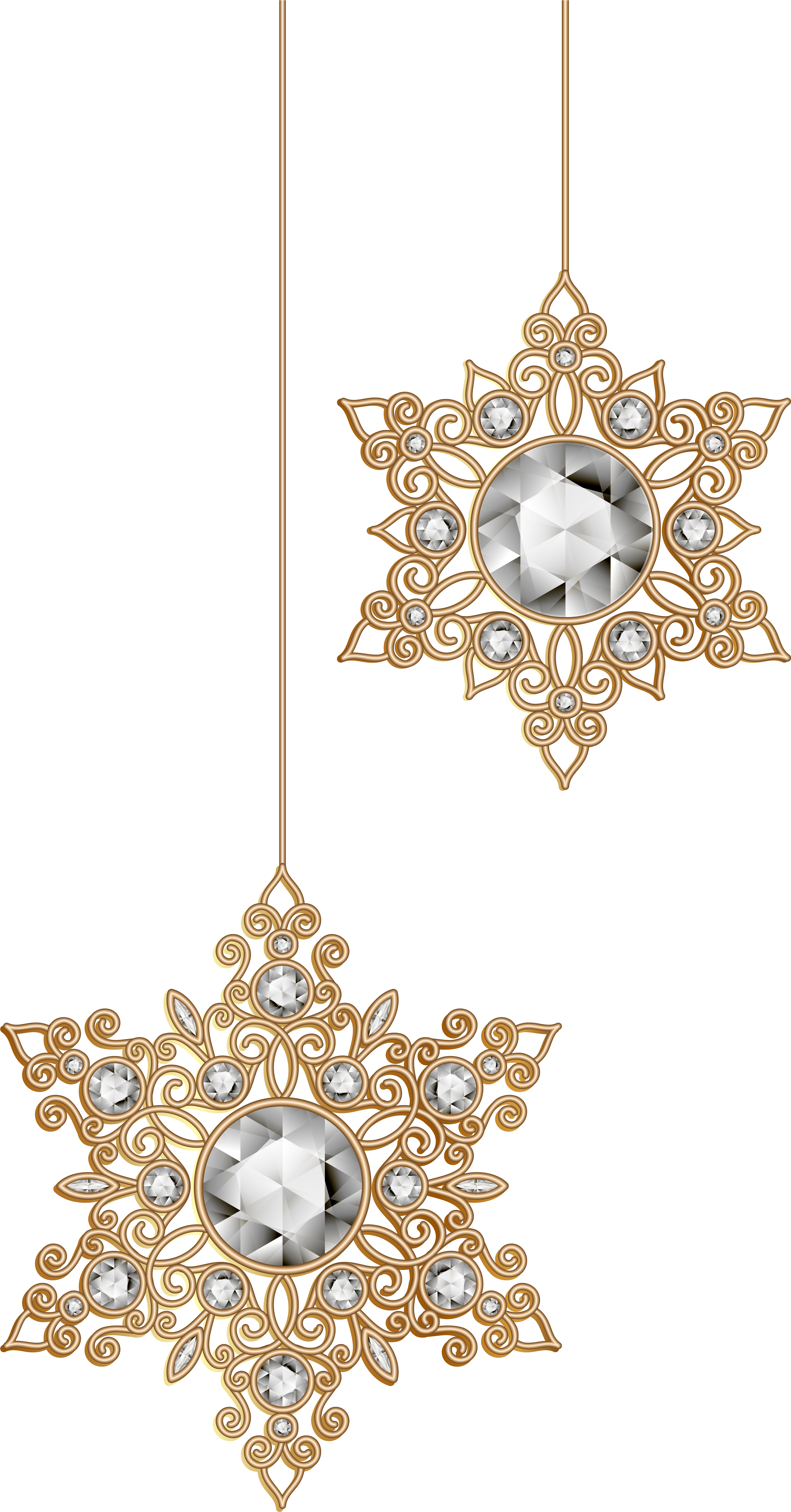 Christmas Snowflakes Ornaments Png Clip Art Image - Christmas Decorations Snowflakes Png (3369x6222), Png Download