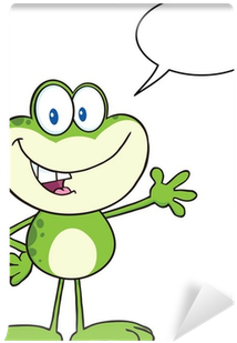 Cute Frog Character Waving For Greeting With Speech - Love Frogs Pillow Case (400x400), Png Download