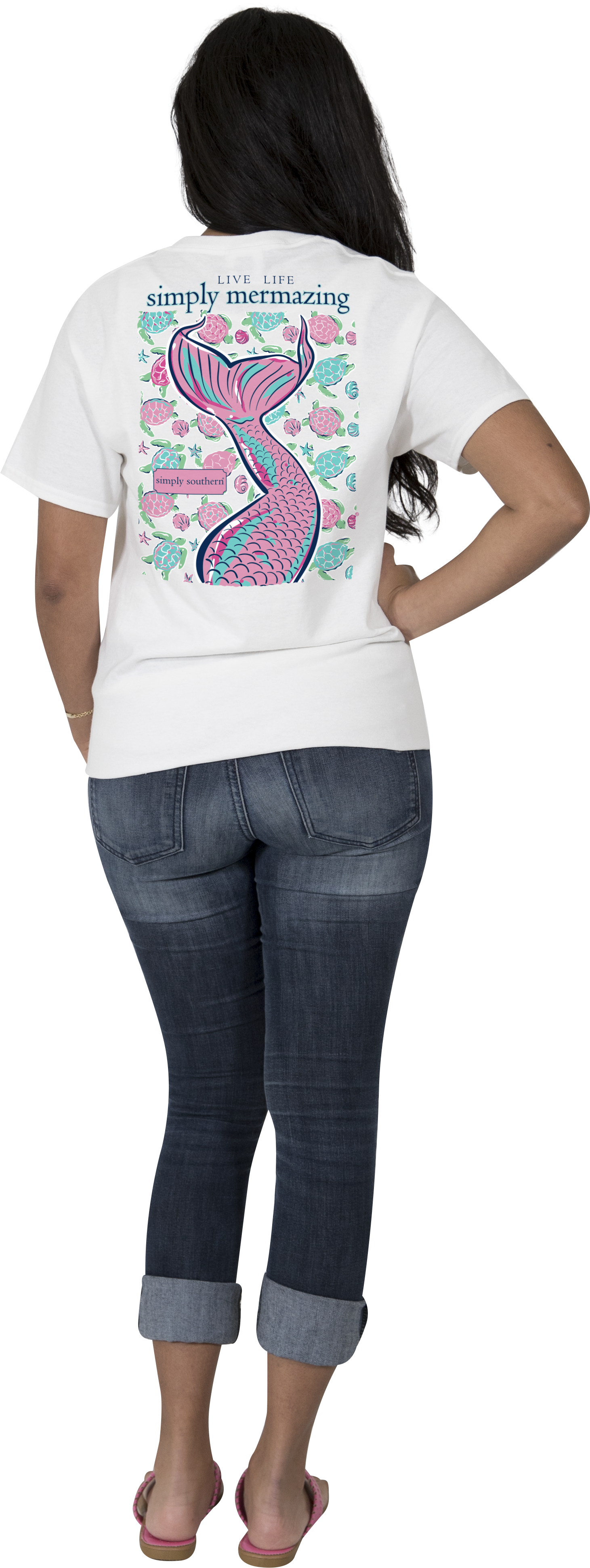'simply Mermazing' Glitter Mermaid Tail Short Sleeve (1564x3947), Png Download