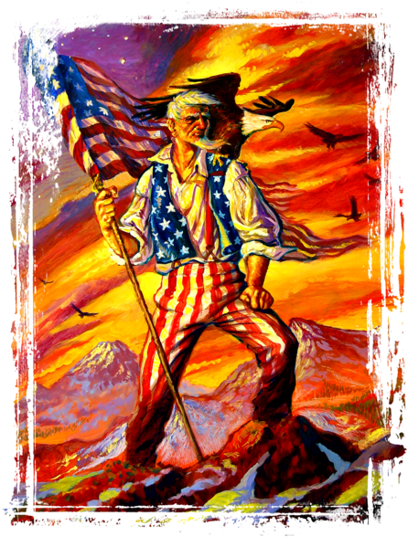 Epic Uncle Sam With Awesome Eagle And Flag T-shirt, - Best Gift - America Uncle Sam 4th Of July Hoodie/t-shirt/mug (469x600), Png Download