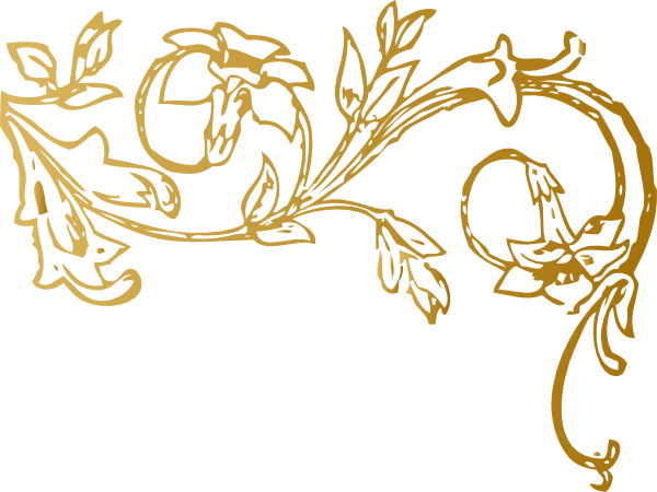 Golden Clipart Floral - Pumpkin Vines Clipart Black And White (600x450), Png Download