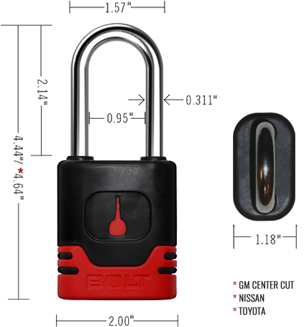 Bolt 7018520 Chrysler/dodge/jeep Padlock (500x500), Png Download