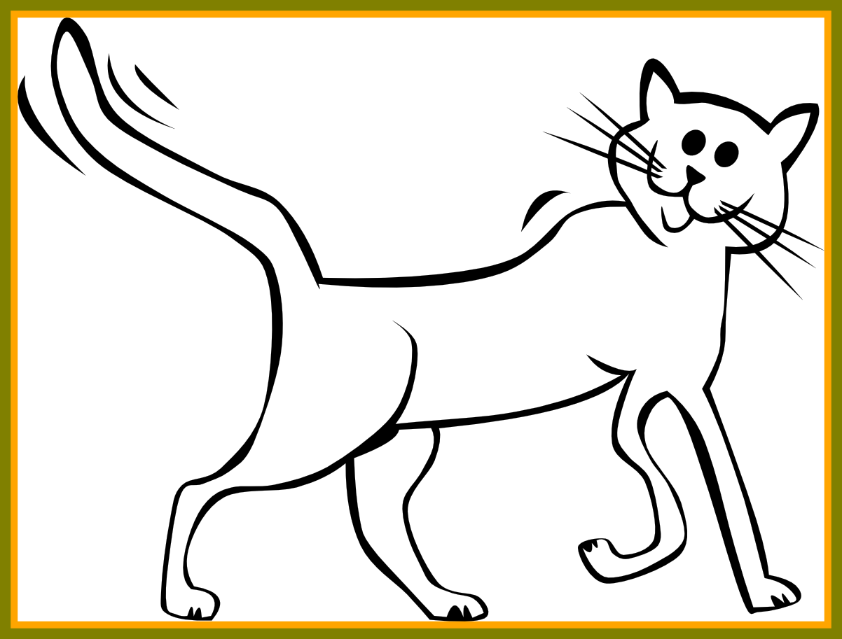 Fascinating Black And White Cat Collection For - Cat Cartoon Image Black And White (1202x913), Png Download