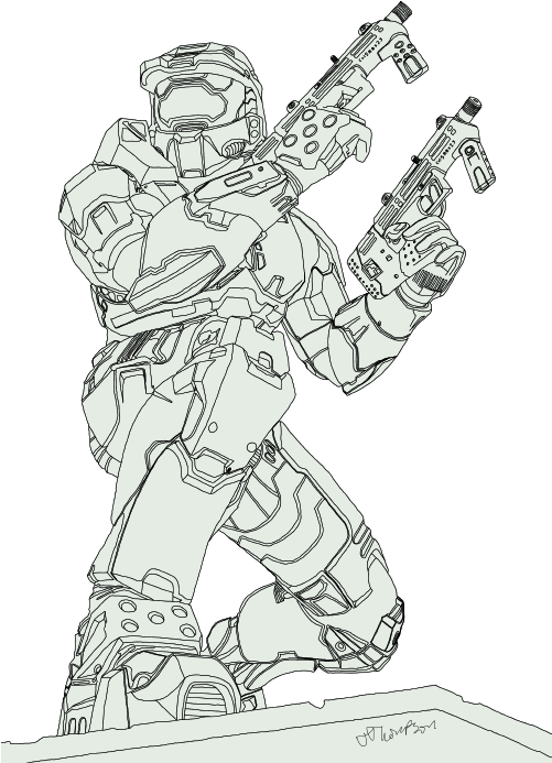 Master Chief Sketch - Drawing (500x721), Png Download