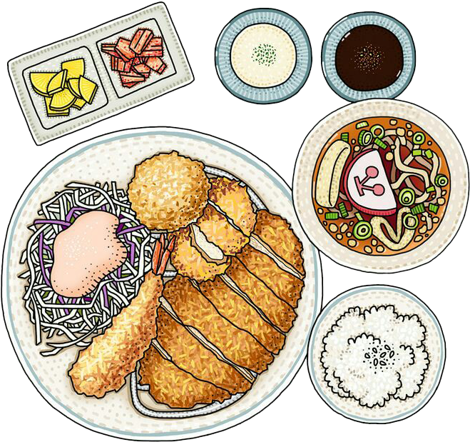 Korean Cuisine Food Drawing Watercolor Painting Illustration - Food (736x736), Png Download