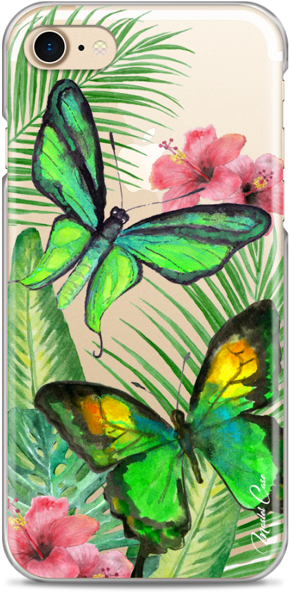 Coque Iphone 7/8 Green Watercolor Butterflies - Iphone 6s (1230x900), Png Download