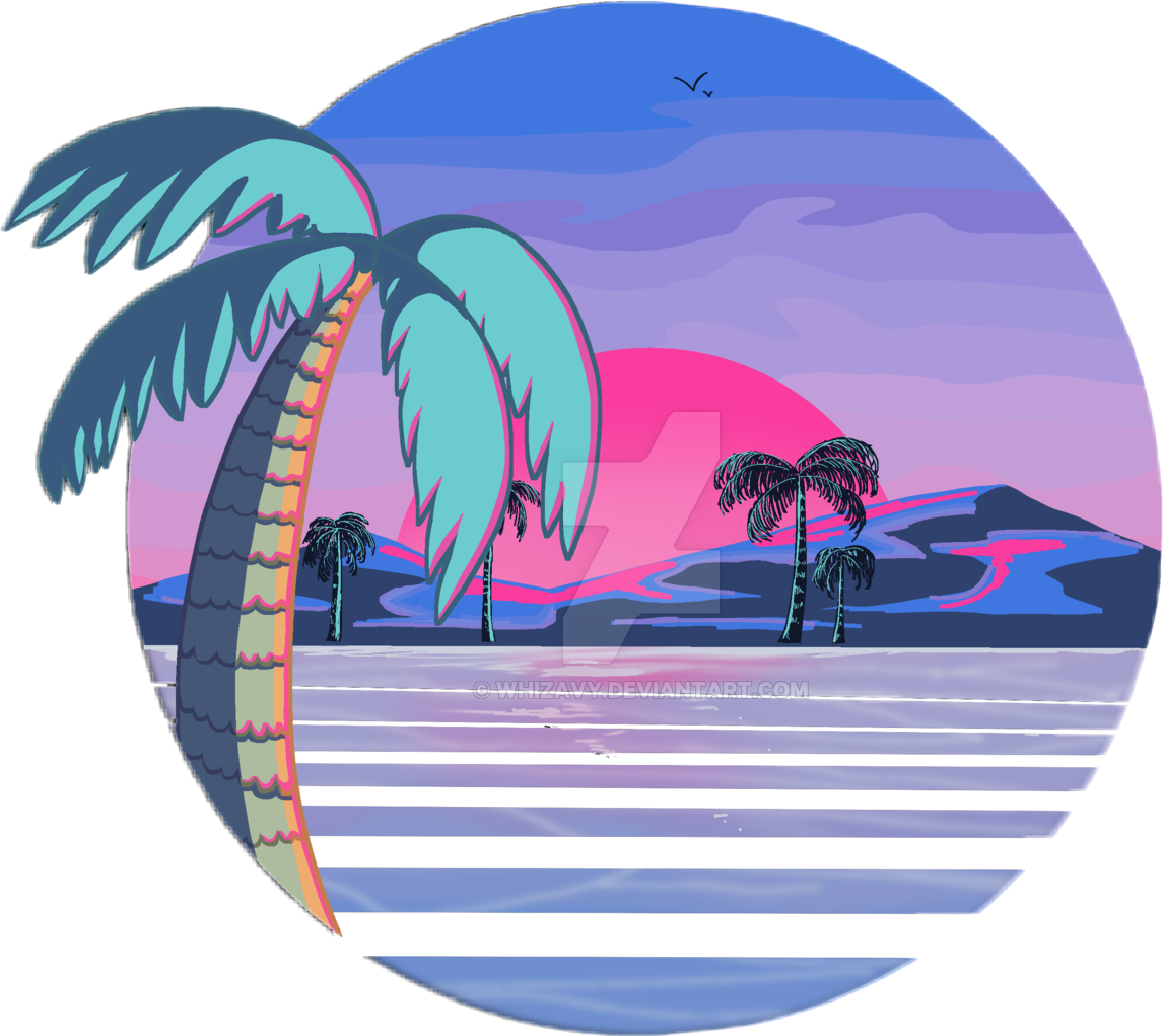 Vaporwave Beach - Vaporwave Palm Trees Png (894x894), Png Download