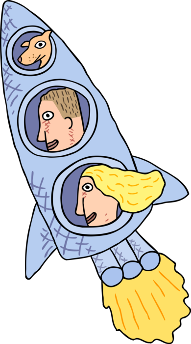 Spaceship With Passengers Image Illustration Of Blasts - Rocket (390x700), Png Download