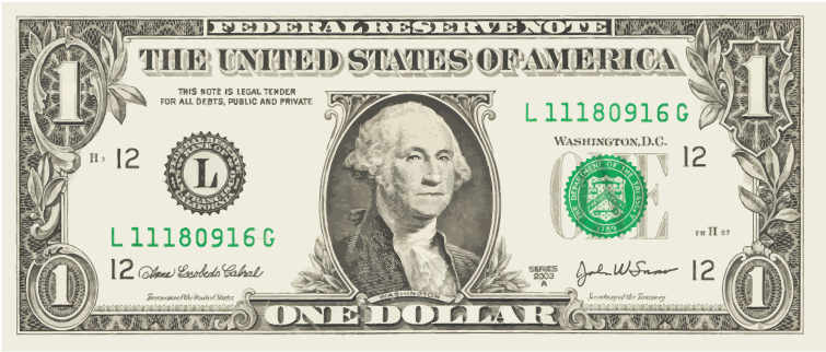 Dollar Vector One - Transparent One Dollar Bill Clipart (792x612), Png Download
