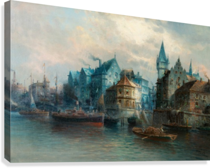 A City In Blue Canvas Print - City In Blue (429x343), Png Download