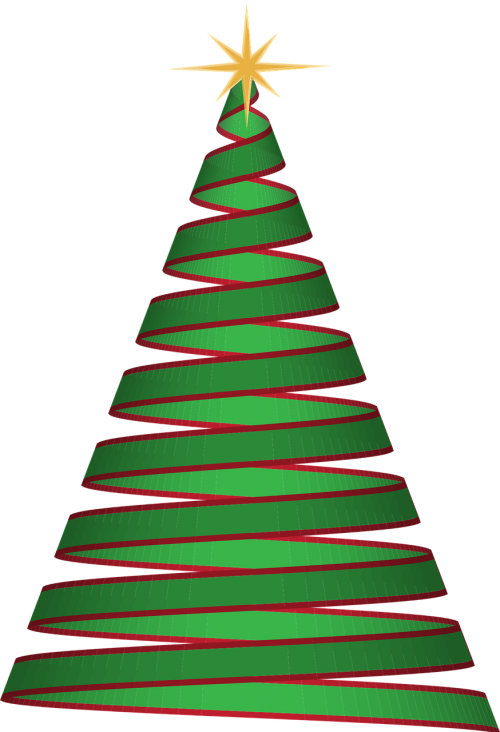 Christmas - Christmas Tree Ribbon Png (500x732), Png Download